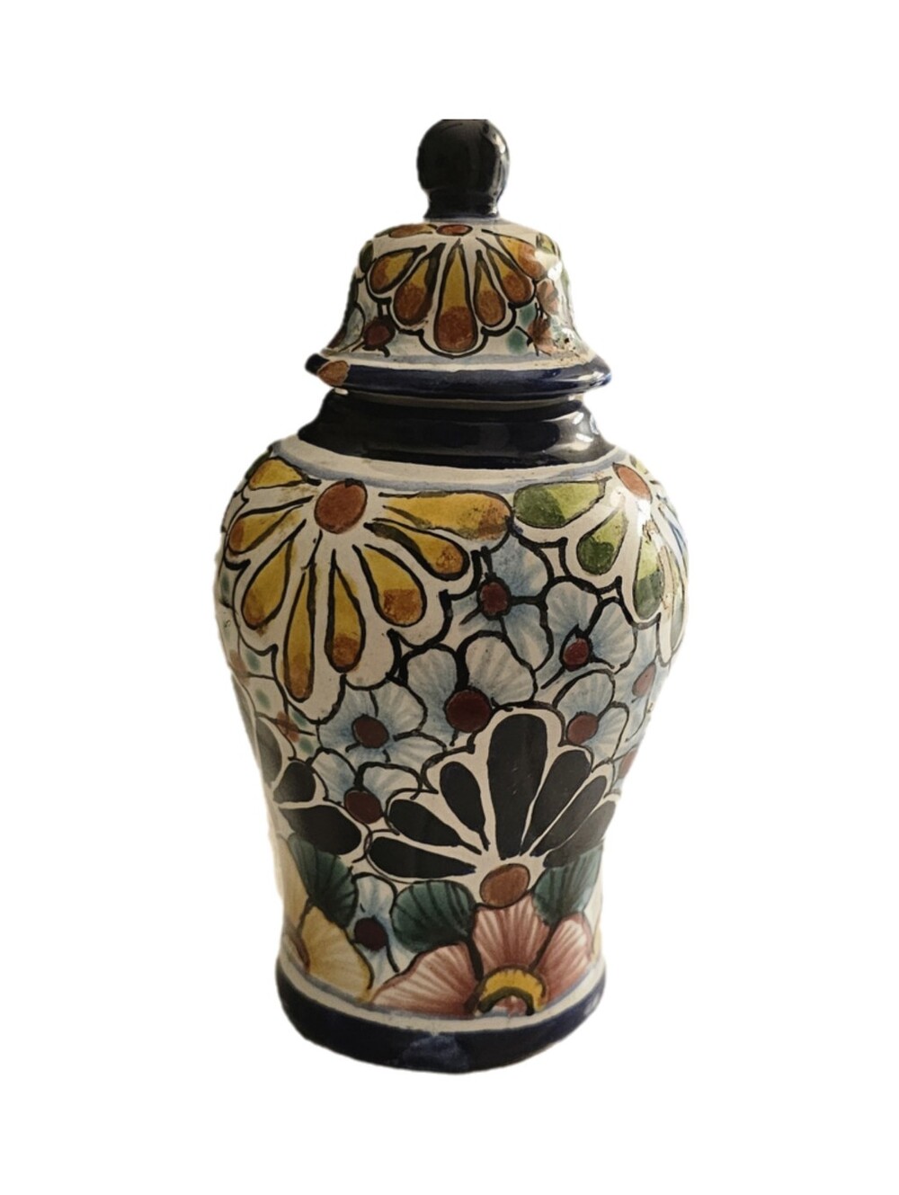 Mexican Talavera Style Hand Painted Ginger Jar
